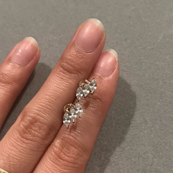 Francesca’s 14k rose gold triple diamond studs - Picture 2 of 2